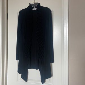 Chicos Travelers Black Ruffle Cardigan, Size 0